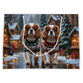 Cavalier King Charles Spaniel Honden Kerst Sneeuw Groot Cadeauzakje (Voorkant)