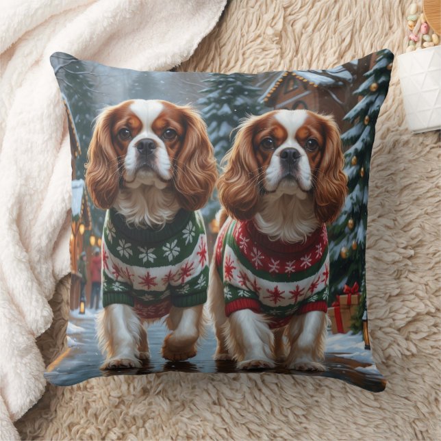 Cavalier King Charles Spaniel Honden Kerst Sneeuw  Kussen (Deken)