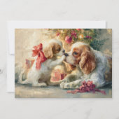 Cavalier King Charles Spaniel Honden Kerstmis Feestdagenkaart (Voorkant)