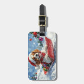 Cavalier King Charles Spaniel Honden Slede Kerstmi Bagagelabel (Voorkant verticaal)