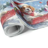 Cavalier King Charles Spaniel Honden Slede Kerstmi Cadeaupapier (Rol Hoek)