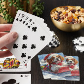 Cavalier King Charles Spaniel Honden Slede Kerstmi Pokerkaarten (Insitu)
