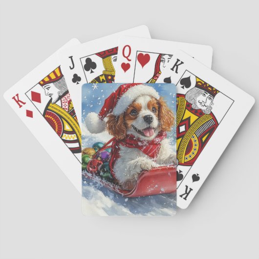 Cavalier King Charles Spaniel Honden Slede Kerstmi Pokerkaarten (Achterkant)