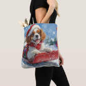 Cavalier King Charles Spaniel Honden Slede Kerstmi Tote Bag (Dichtbij)