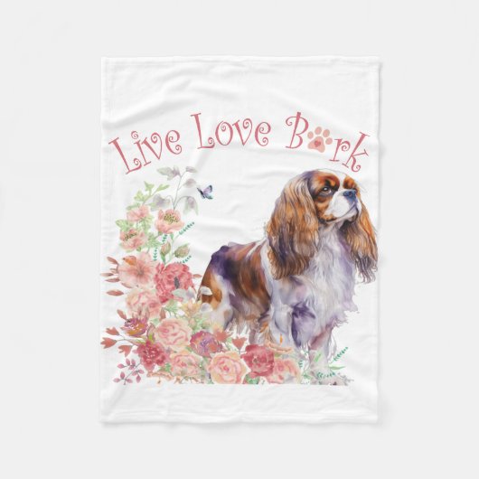 Cavalier King Charles Spaniel Hondenmoeder Bloemst Fleece Deken (Voorkant)