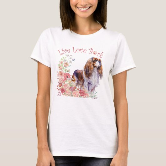 Cavalier King Charles Spaniel Hondenmoeder Bloemst T-shirt (Voorkant)