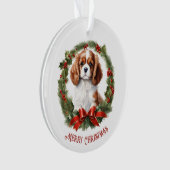 Cavalier King Charles Spaniel Hondennaam Kerstmis Ornament (voorkant)