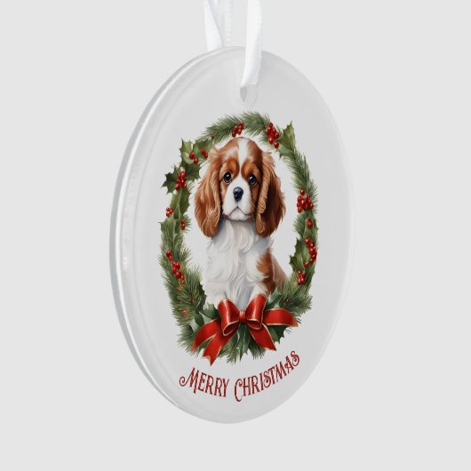 Cavalier King Charles Spaniel Hondennaam Kerstmis Ornament (voorkant)