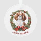 Cavalier King Charles Spaniel Hondennaam Kerstmis Ornament (achterkant)