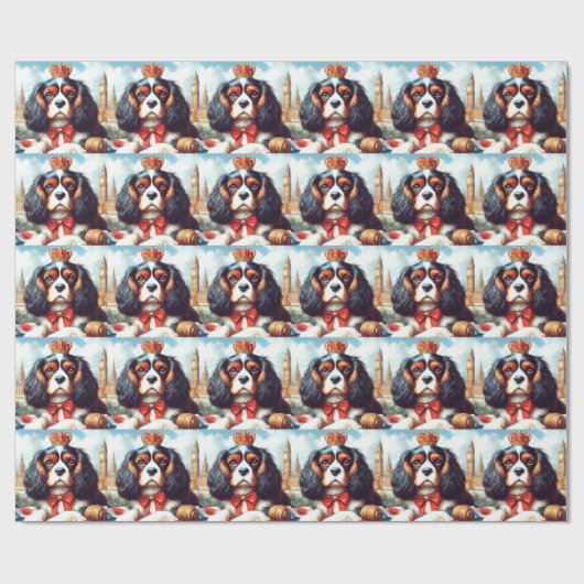 Cavalier King Charles Spaniel Illustratie Cadeaupapier (Vlak)