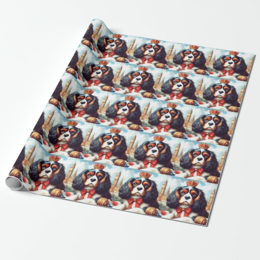 Cavalier King Charles Spaniel Illustratie Cadeaupapier (Uitgerold)