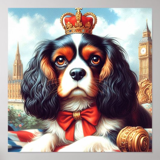 Cavalier King Charles Spaniel Illustratie Poster (Voorkant)