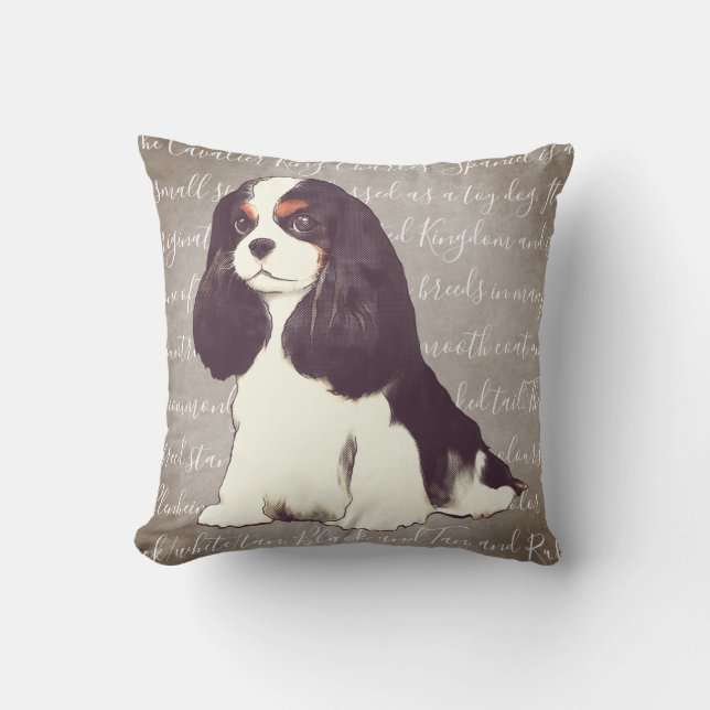 Cavalier King Charles Spaniel Illustration Pillow Kussen (Voorkant)