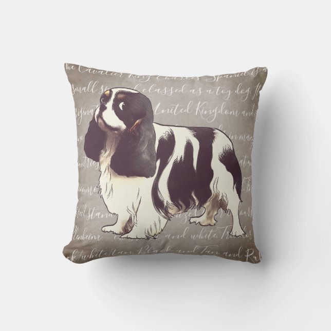 Cavalier King Charles Spaniel Illustration Pillow Kussen (Voorkant)