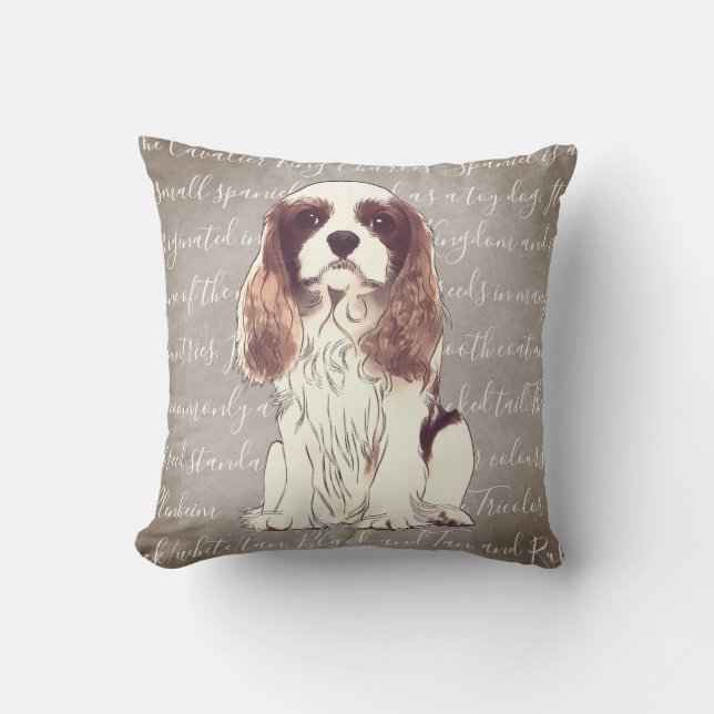 Cavalier King Charles Spaniel Illustration Pillow Kussen (Voorkant)