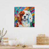 Cavalier King Charles Spaniel Impasto Portret Posi Poster (Keuken)