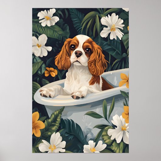 Cavalier King Charles Spaniel In Badposter Poster (Voorkant)