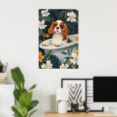 Cavalier King Charles Spaniel In Badposter Poster (Thuiskantoor)