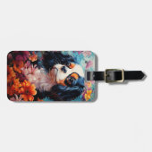 Cavalier King Charles Spaniel in bloemen Bagagelabel (Voorkant horizontaal)