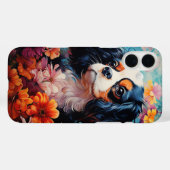 Cavalier King Charles Spaniel in bloemen Case-Mate iPhone Case (Achterkant (horizontaal))