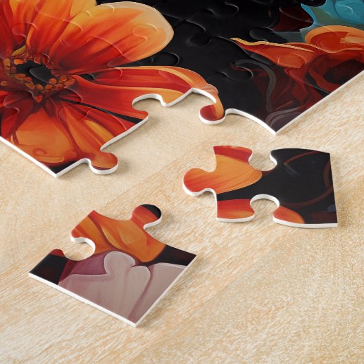 Cavalier King Charles Spaniel in bloemen Legpuzzel (Zijkant)