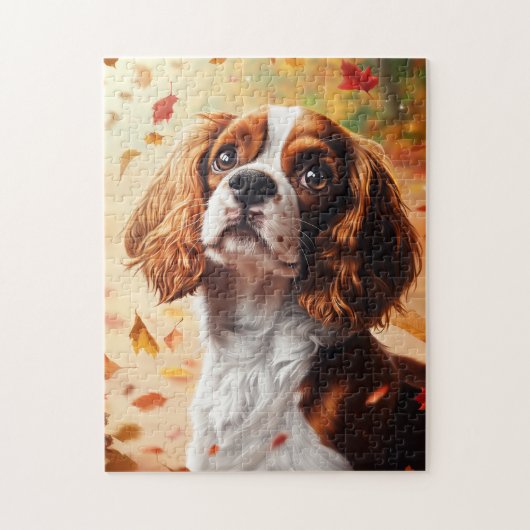 Cavalier King Charles Spaniel in de herfst Legpuzzel (Verticaal)
