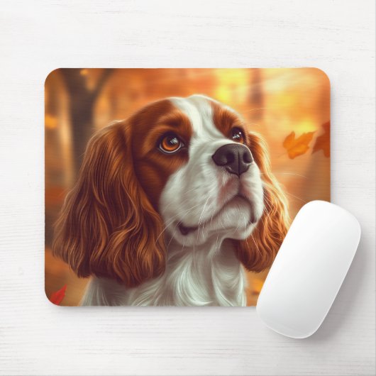 Cavalier King Charles Spaniel in de herfst Muismat (Met muis)
