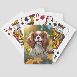Cavalier King Charles Spaniel in een Bloemenveld Pokerkaarten