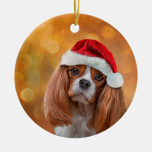 Cavalier King Charles Spaniel in het rode pet van  Keramisch Ornament