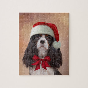 Cavalier King Charles Spaniel in het rode pet van Legpuzzel