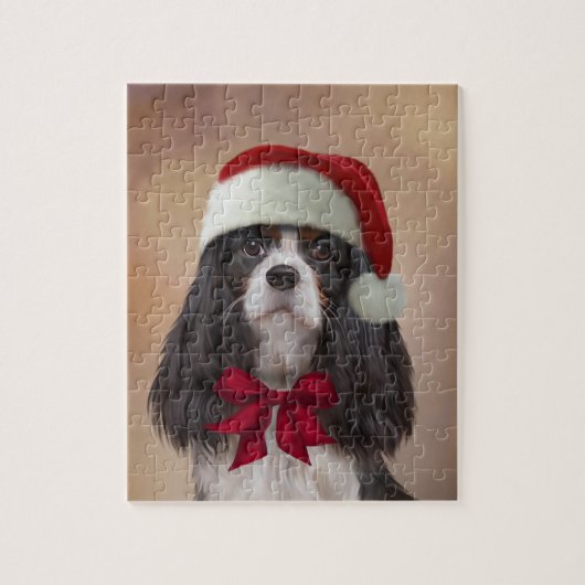 Cavalier King Charles Spaniel in het rode pet van Legpuzzel (Verticaal)
