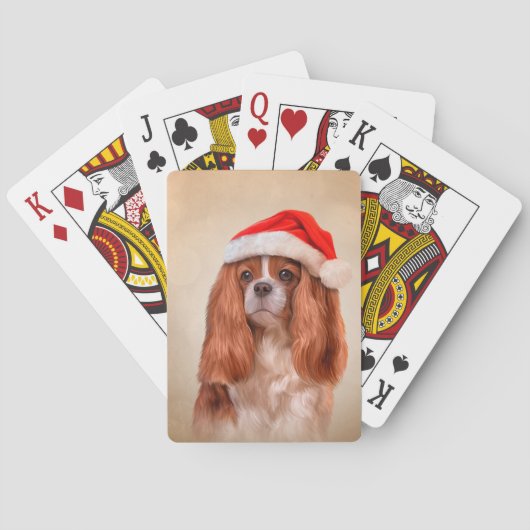 Cavalier King Charles Spaniel in het rode pet van Pokerkaarten (Achterkant)