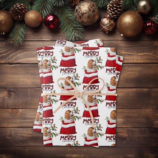 Cavalier King Charles Spaniel in Holiday Gift Bag Inpakpapier Vel