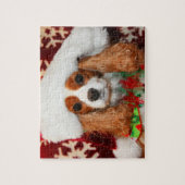 Cavalier King Charles Spaniel in kerstmuts Legpuzzel (Verticaal)