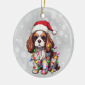 Cavalier King Charles Spaniel in kerstverlichting Keramisch Ornament (Links)