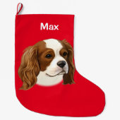 Cavalier King Charles Spaniel in Portret Grote Kerstsok (Voorkant)