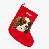 Cavalier King Charles Spaniel in Portret Grote Kerstsok (Voorkant (Hangend))
