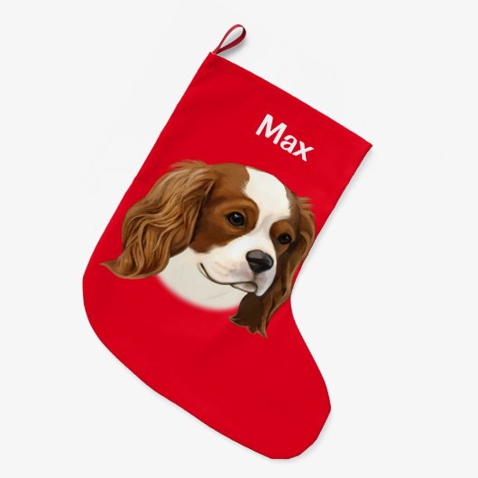 Cavalier King Charles Spaniel in Portret Grote Kerstsok (Voorkant (Hangend))