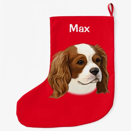 Cavalier King Charles Spaniel in Portret Grote Kerstsok (Achterkant)