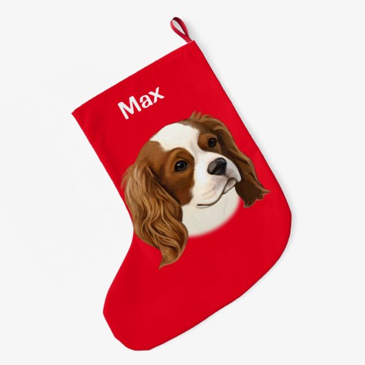 Cavalier King Charles Spaniel in Portret Grote Kerstsok (Achterkant (Hangend))