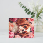 Cavalier King Charles Spaniel in Roos Briefkaart (Staand voorkant)
