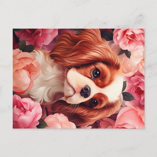 Cavalier King Charles Spaniel in Roos Briefkaart (Voorkant)