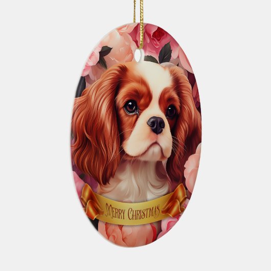 Cavalier King Charles Spaniel in Roos Keramisch Ornament (Rechts)