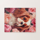 Cavalier King Charles Spaniel in Roos Legpuzzel (Horizontaal)