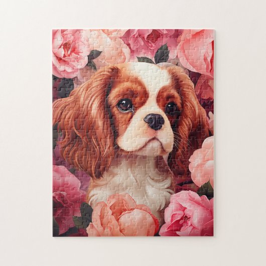 Cavalier King Charles Spaniel in Roos Legpuzzel (Verticaal)