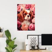 Cavalier King Charles Spaniel in Roos Poster (Thuiskantoor)