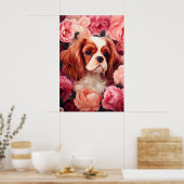 Cavalier King Charles Spaniel in Roos Poster (Keuken)
