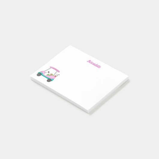 Cavalier King Charles Spaniel in roze golfkar Post-it® Notes (Schuin)