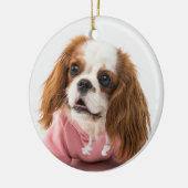 Cavalier King Charles Spaniel in roze jas Keramisch Ornament (Links)