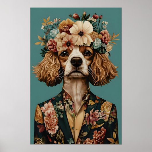 Cavalier King Charles Spaniel In Suit Poster (Voorkant)